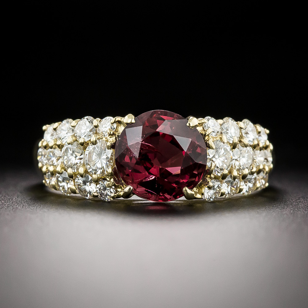 2.01 Carat Spinel and Pave Diamond Ring
