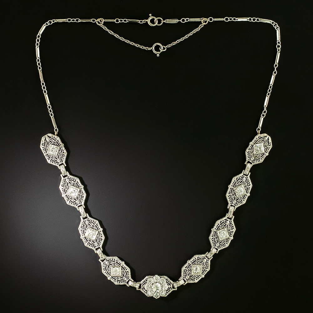 Art Deco Filigree Diamond Necklace