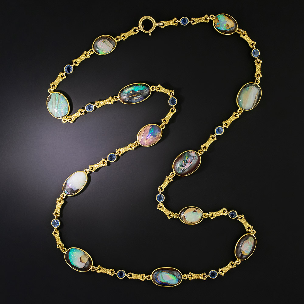 Art Nouveau Opal And Sapphire Necklace