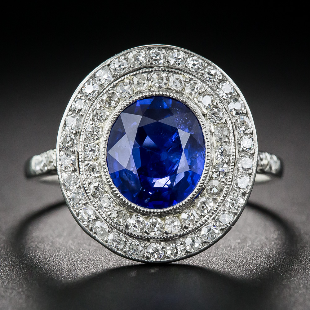 Edwardian 3.80 Carat No-Heat Burma Sapphire and Diamond Ring