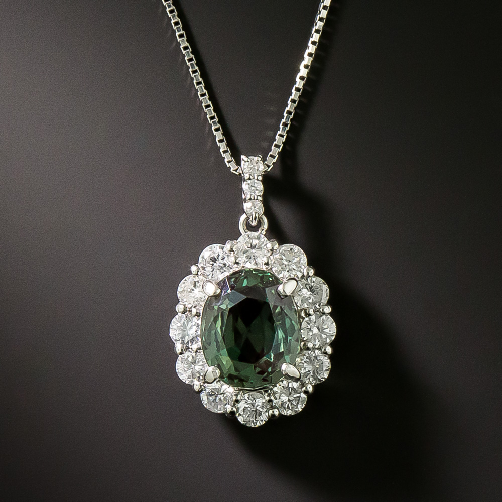 Estate 2.61 Carat Alexandrite and Diamond Pendant