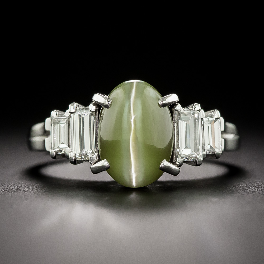 Estate Cat's Eye Chrysoberyl and Diamond Ring