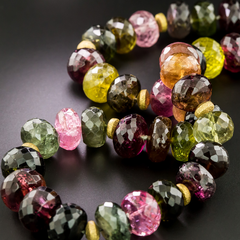 Estate Multicolor Tourmaline Faceted Bead Necklace