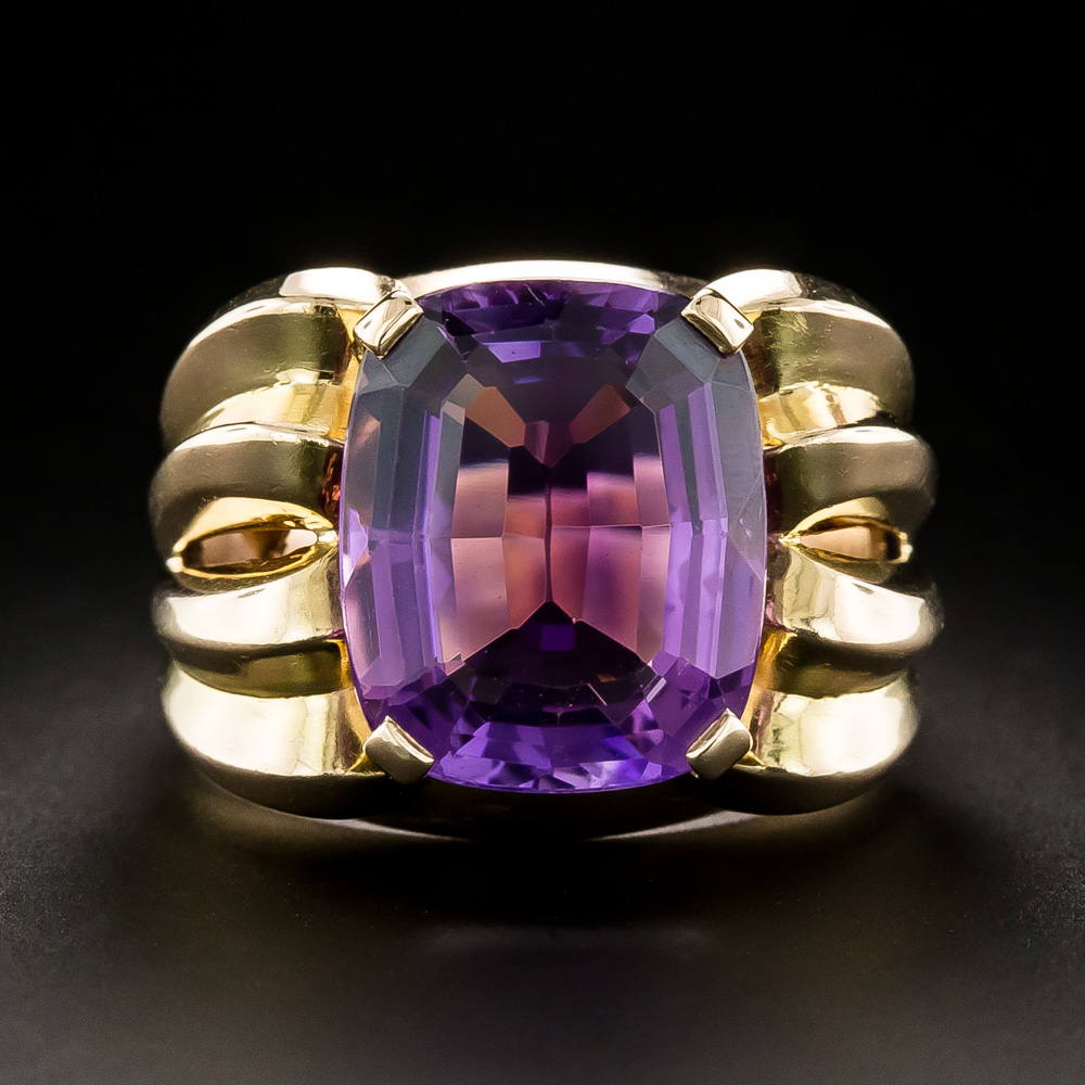 French Retro Amethyst 18K Ring