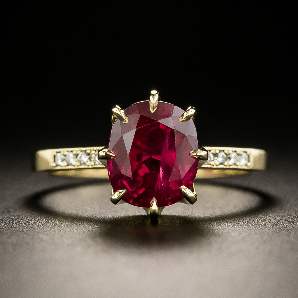 Lang Collection 3.01 Carat Gem Ruby and Diamond Solitaire Ring