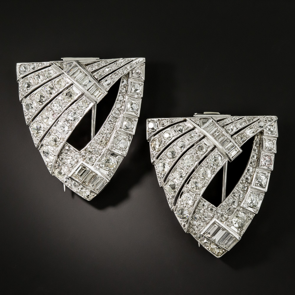 Large Art Deco Diamond Dress Clips