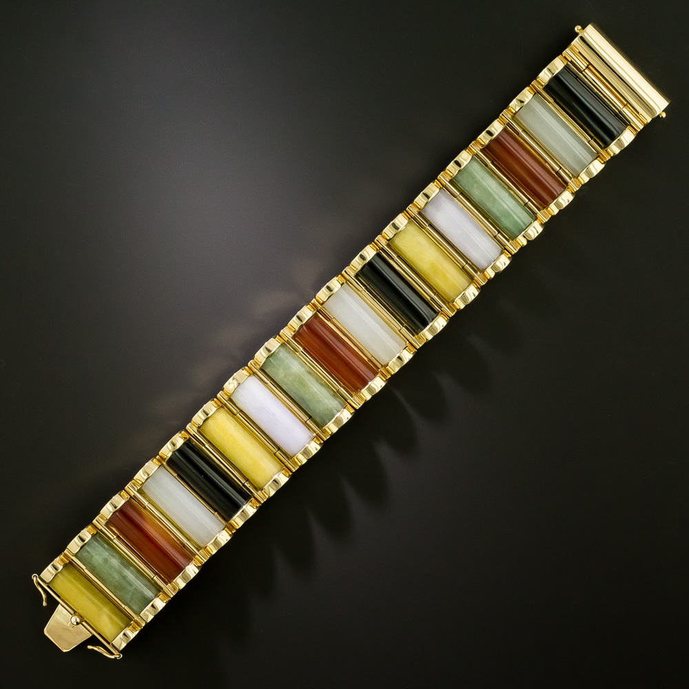 Mid-Century Multicolor Jade Bracelet