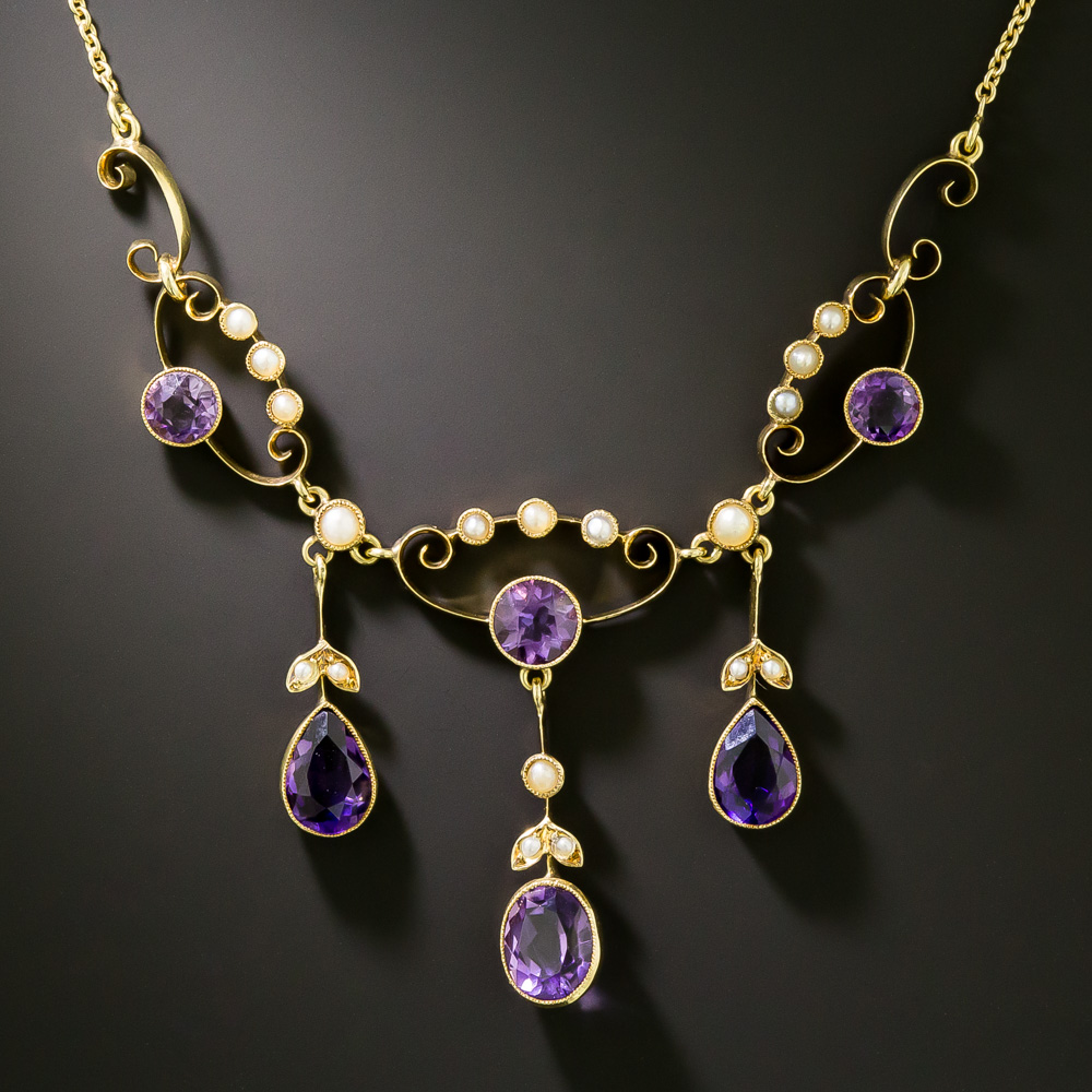 Victorian Amethyst and Seed Pearl Necklace