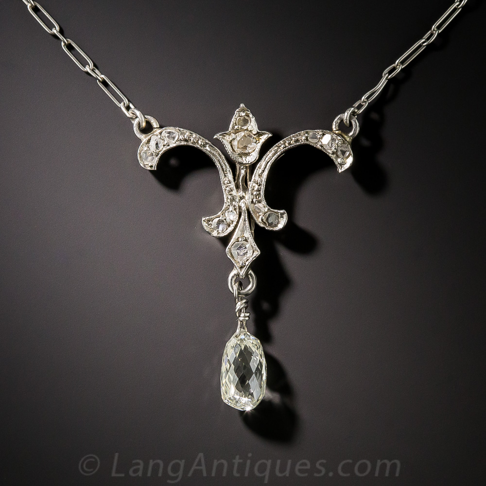1.10 Carat Briolette Diamond Edwardian Necklace - Antique & Vintage ...