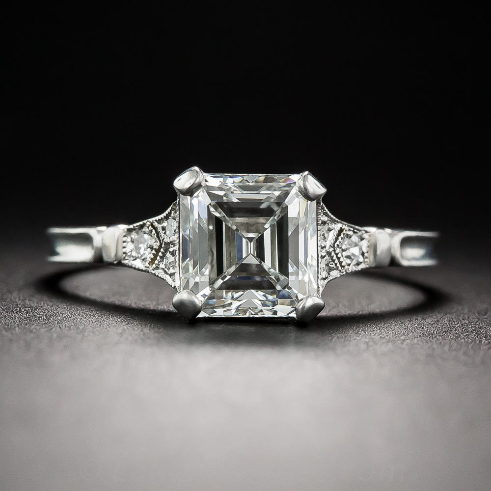 1.69 Carat Asscher-Cut Diamond Engagement Ring - GIA I/VS2 - Antique ...