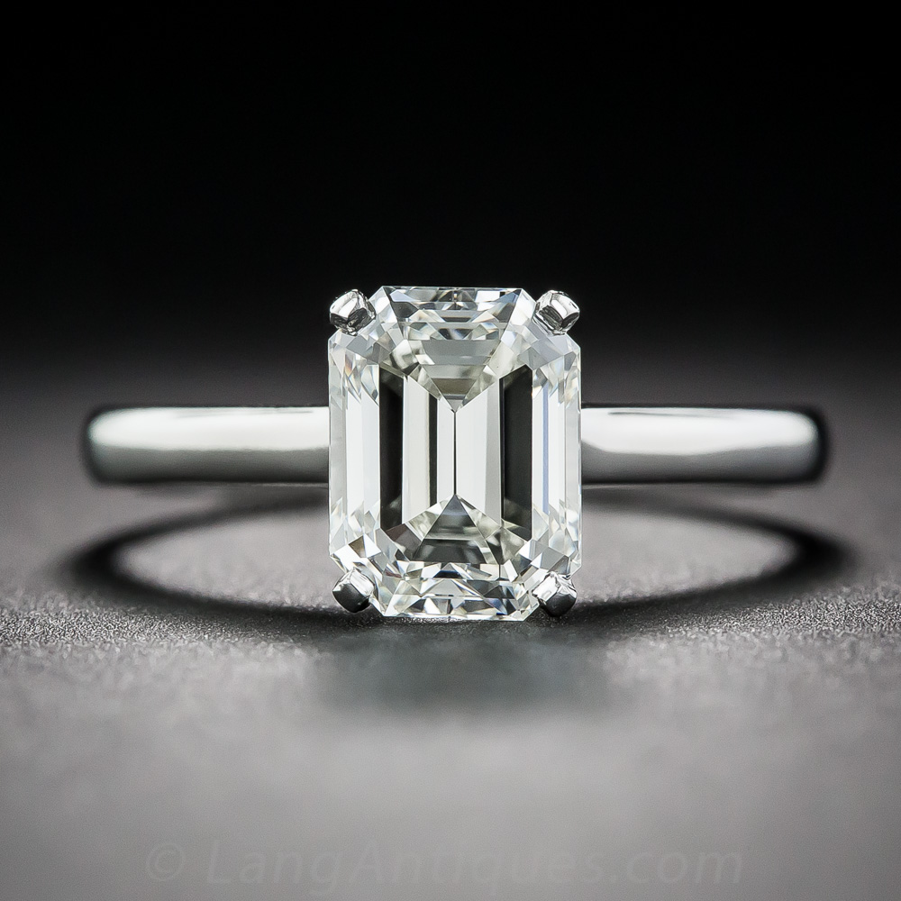 1.89 Carat Emerald-Cut Diamond and Platinum Solitaire