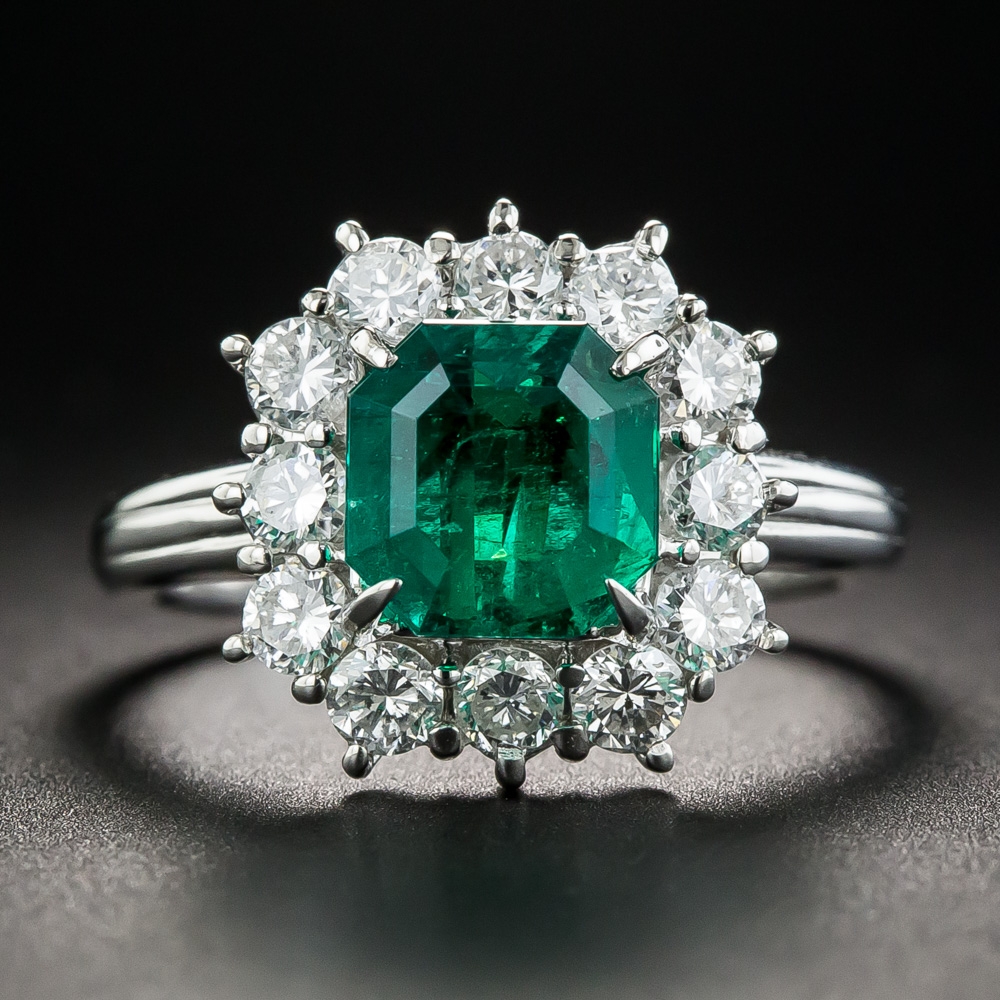 1.95 Carat Emerald Platinum Diamond Ring