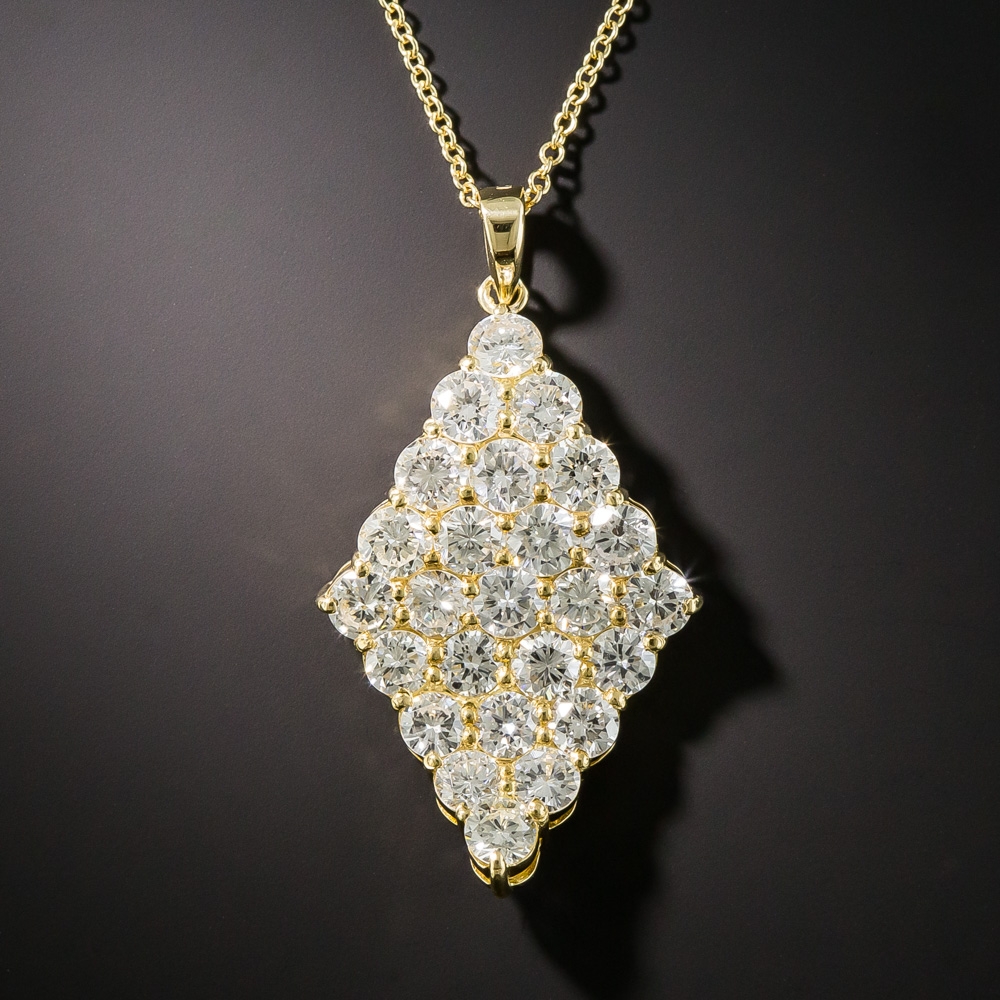 18K Diamond Wave Pendant - Vintage Jewelry