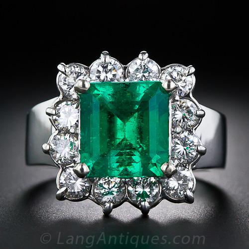 4.50 Carat Estate Emerald and Diamond Ring