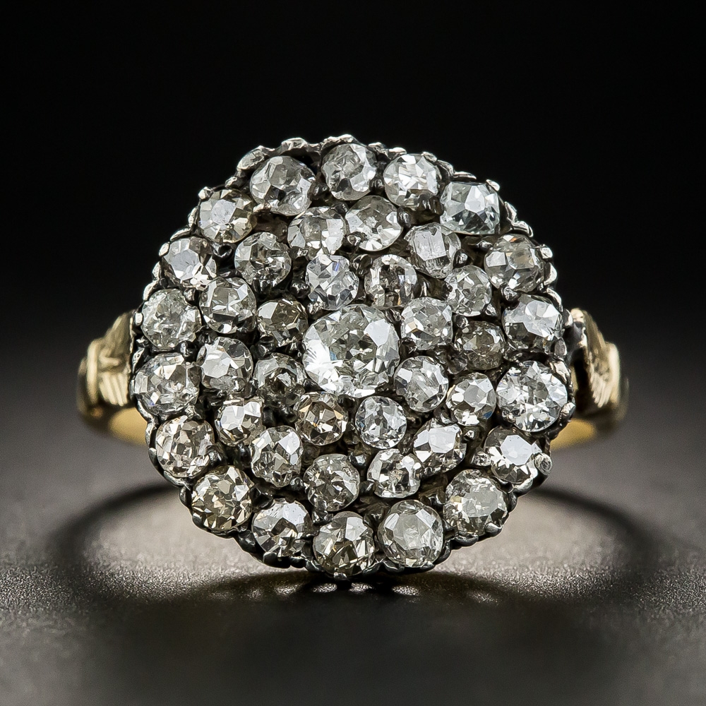 Antique Silver Over Gold Diamond Cluster Ring - Victorian Jewelry ...