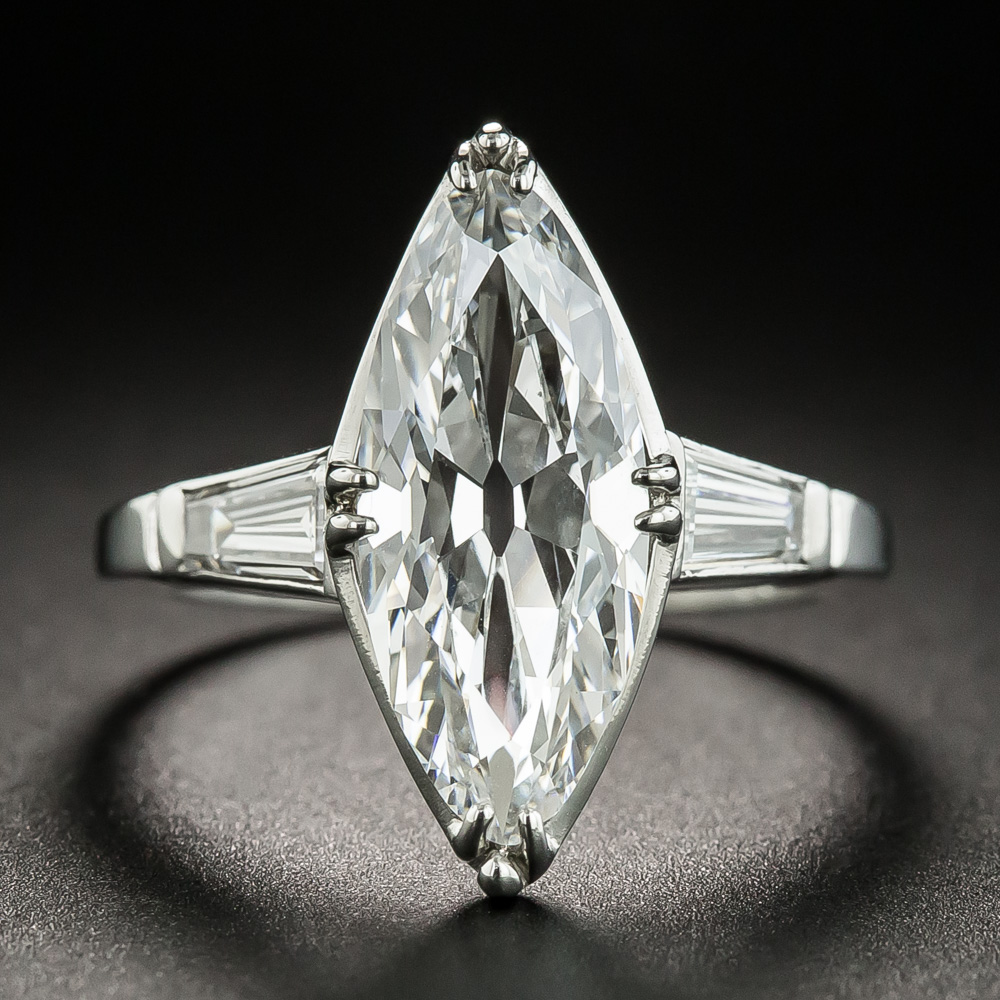 Art Deco 3.19 Carat Marquise Platinum Diamond Ring - GIA D VS1 - Art ...
