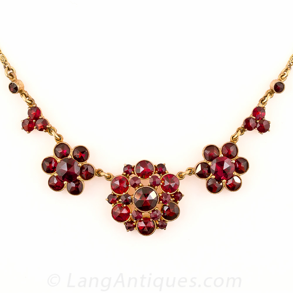 Bohemian-Style Garnet Rosette Necklace