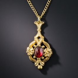 15K Victorian Garnet Pendant Necklace