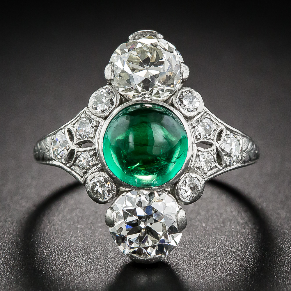 Dreicer & Co. Cabochon Emerald Art Deco Dinner Ring - Antique & Vintage ...