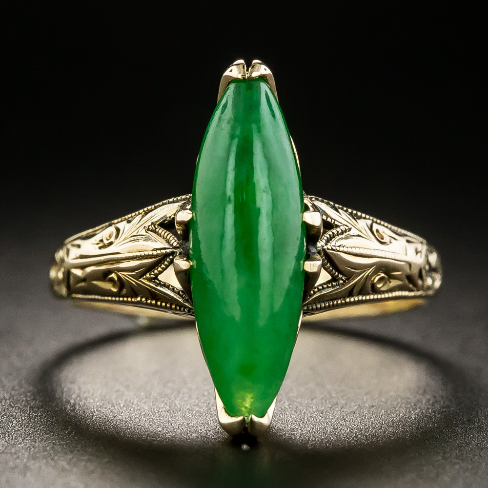 Early Mid-Century Natural Burmese Jade Ring - Antique & Vintage