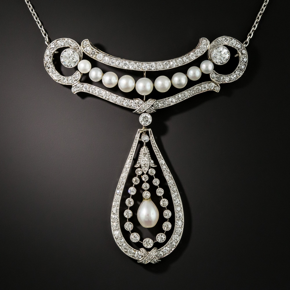 Edwardian Pearl And Diamond Necklace
