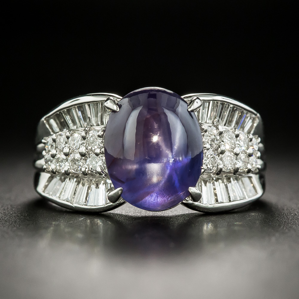 Download Estate Color Change Star Sapphire and Diamond Ring - Antique & Vintage Gemstone Rings - Vintage ...