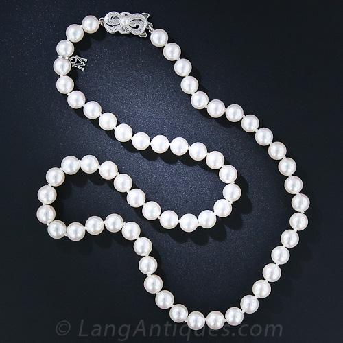Mikimoto Cultured Pearl Necklace with 18K White Clasp