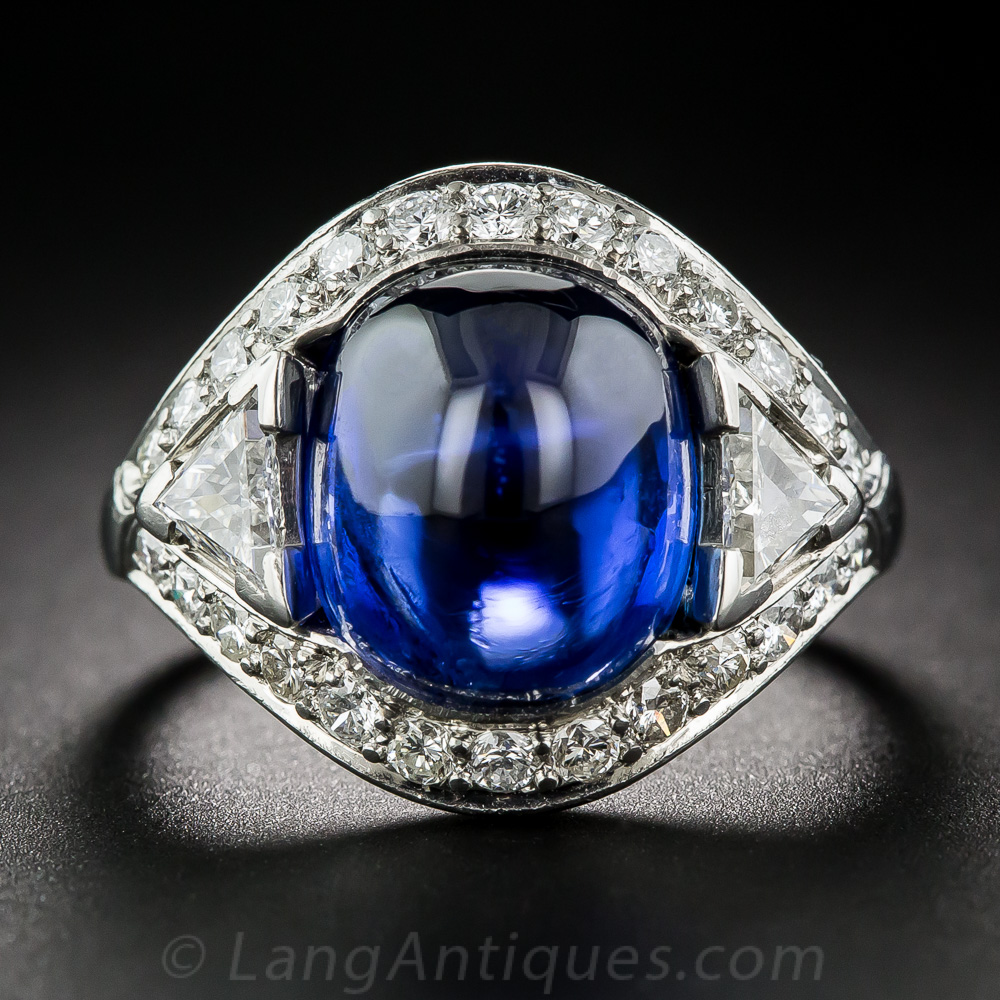 9.60 Carat No-Heat Burma Sapphire and Diamond Ring - Antique & Vintage ...