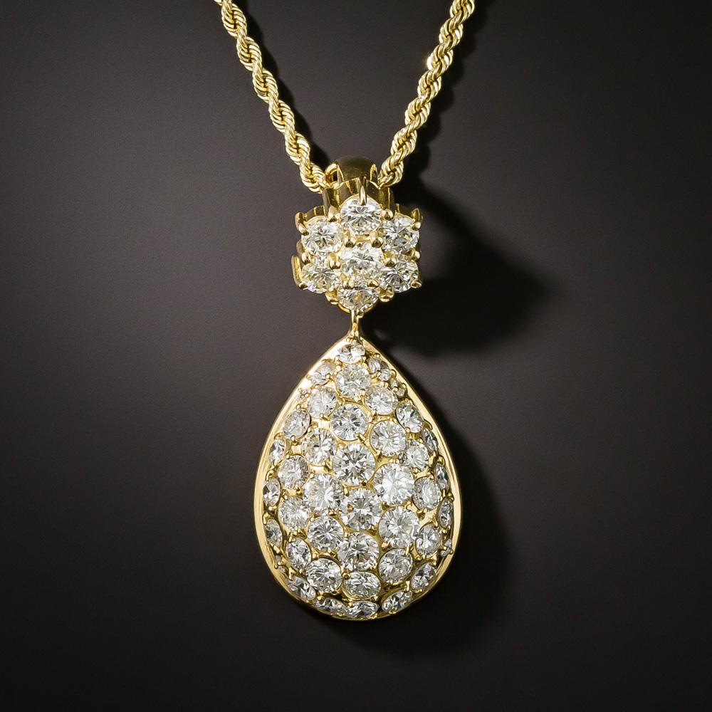 Pavé Diamond Pendant Necklace - 5.36 Carats - Vintage Jewelry
