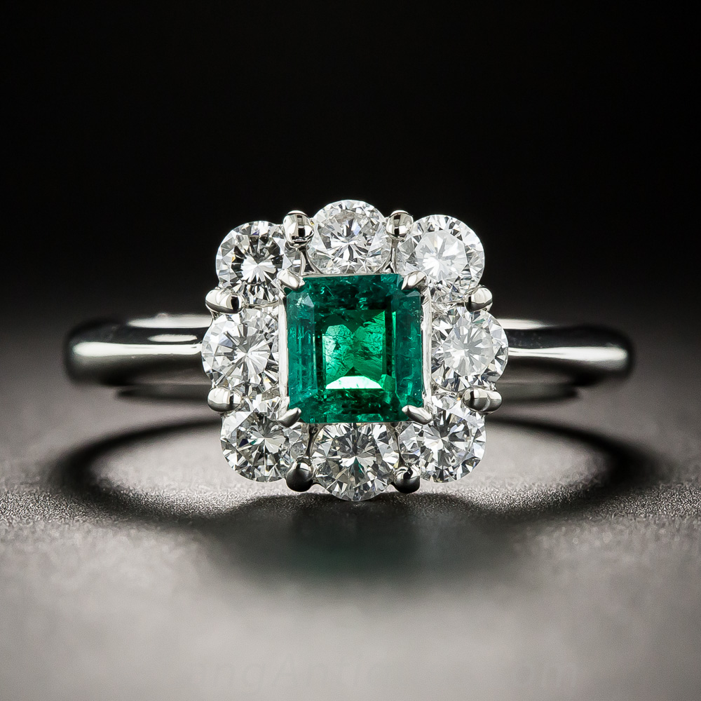 Platinum .45 Carat Emerald and Diamond Ring