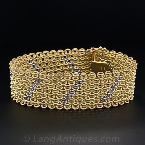 Two-Tone Gold Textured Link Bracelet