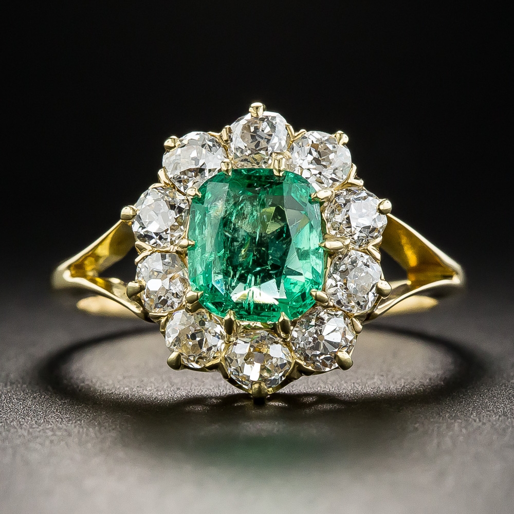 Victorian Emerald and Diamond Ring - Antique & Vintage Gemstone Rings ...