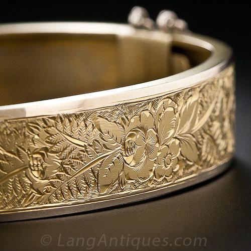 Victorian Engraved Hinged Bangle Bracelet