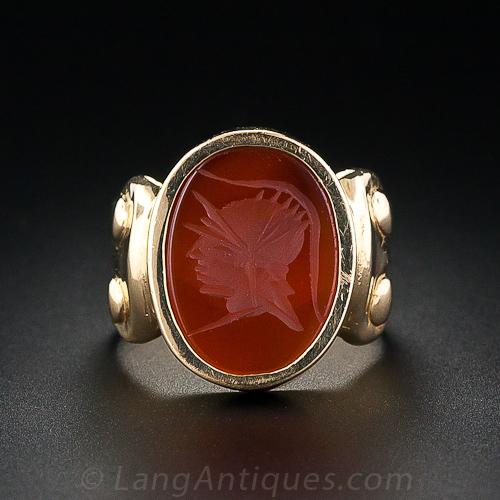 Victorian Style Carnelian Intaglio Ring