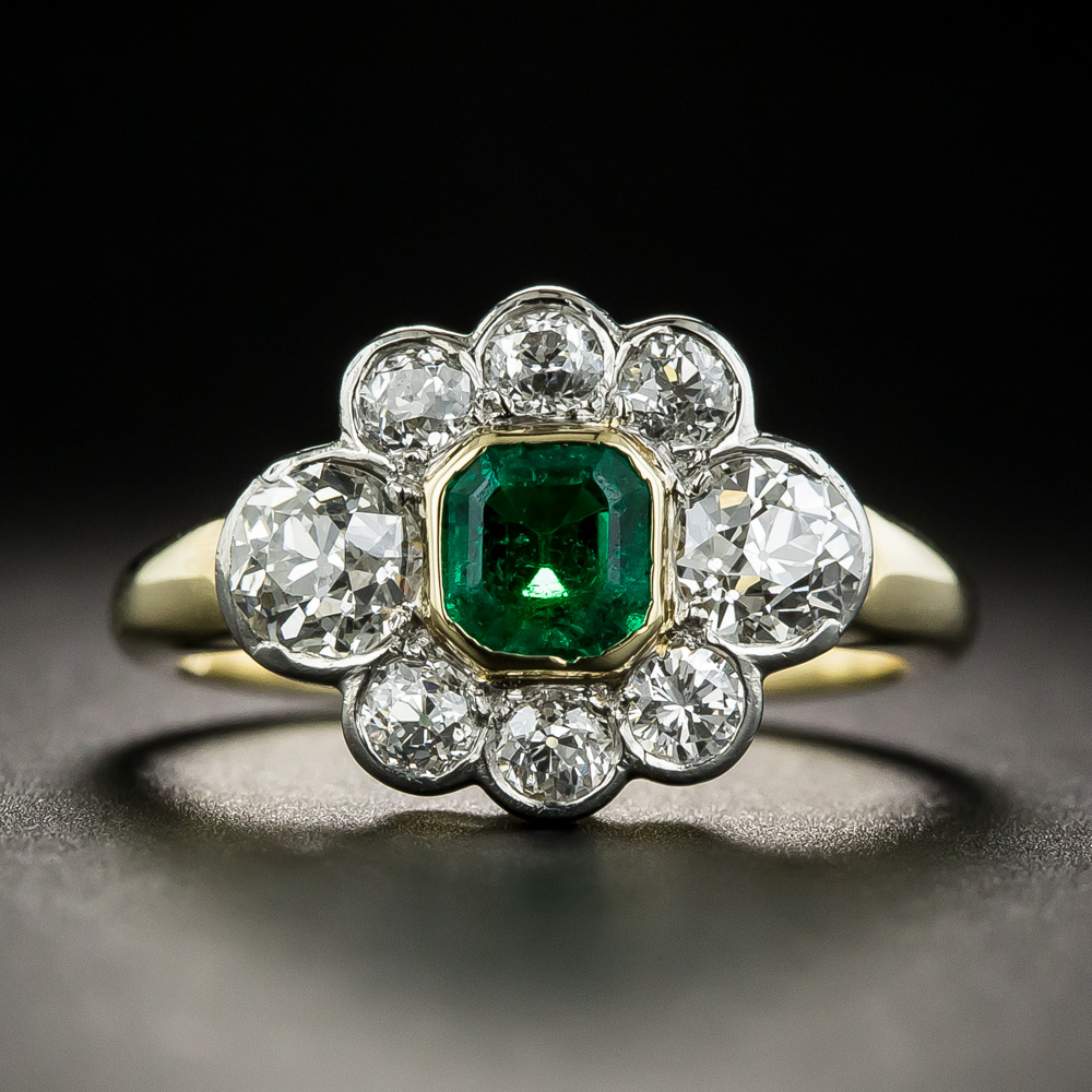 Vintage .50 Carat Emerald Diamond Ring - Vintage Engagement Rings