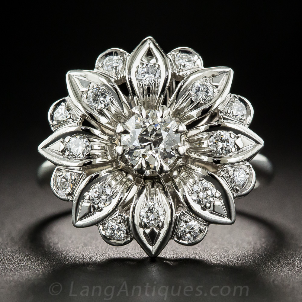 Flower Diamond Engagement Ring - Gold flower engagement ring diamond ...