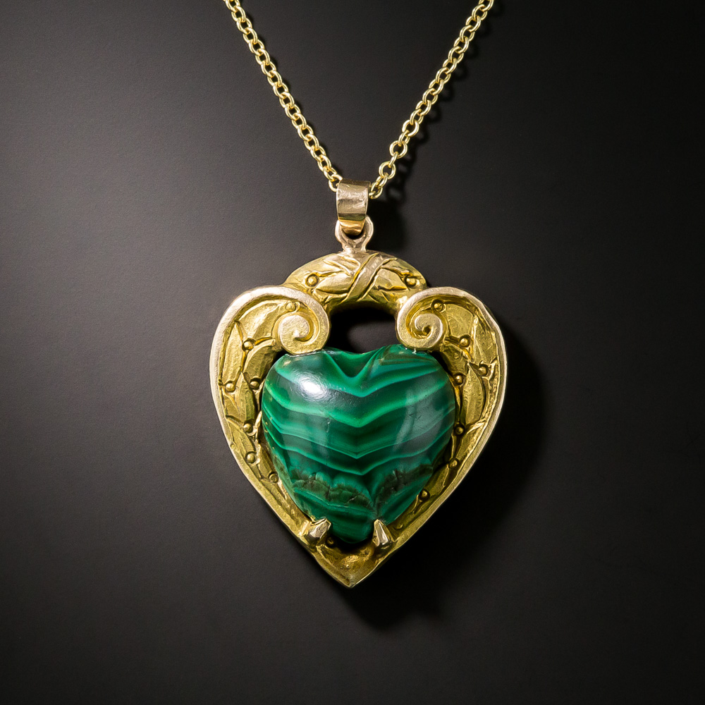 Download Vintage Malachite Heart Pendant - Vintage Jewelry