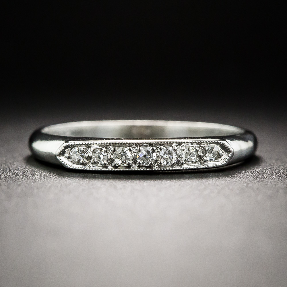 Vintage Platinum Diamond Wedding Band