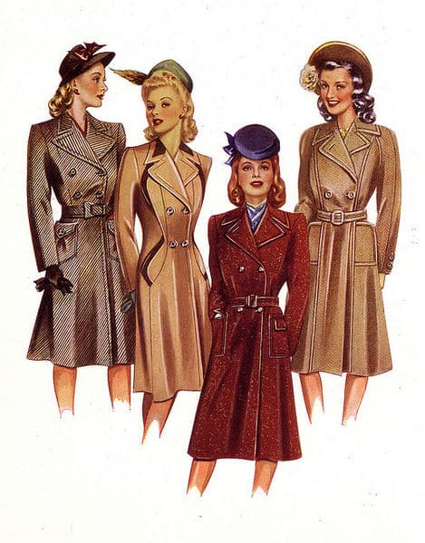 Women's Fashions Took a Masculine Turn During the War Years.