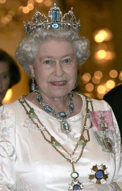 Queen Elizabeth II Wearing the Aquamarine Tiara.