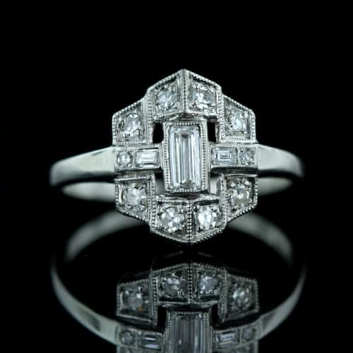 Architecturally Inspired Art Deco Diamond Ring.