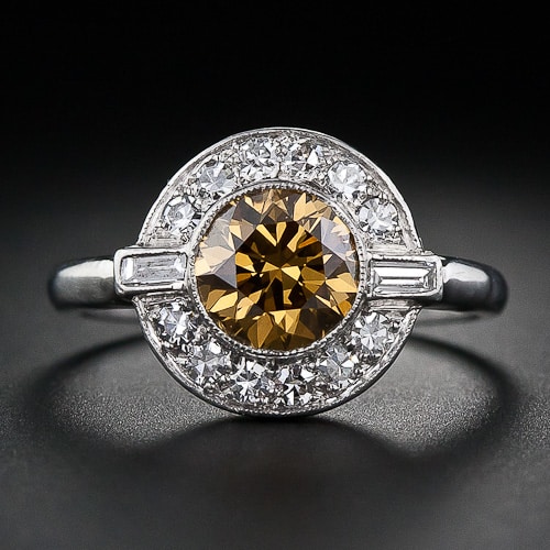 Art Deco Natural Fancy Colored Diamond Ring.