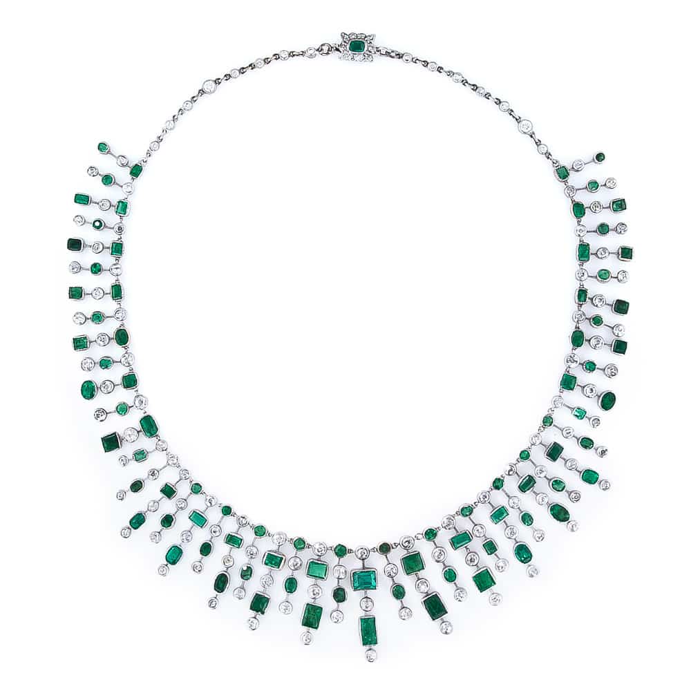 Art_Deco_Emerald_and_Diamond_Fringe_Necklace | Antique Jewelry University