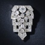Art Deco Geometric Diamond Clip Brooch.