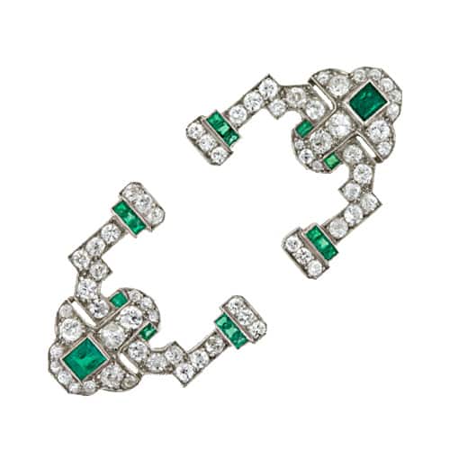 Art Deco Sapphire and Diamond and Emerald Jabot.