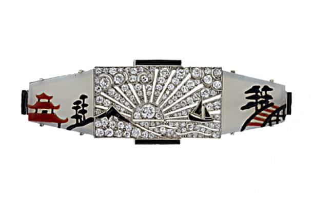Art Deco Japonesque Diamond Brooch Photo Courtesy of Frances Klein Classic Jewels
