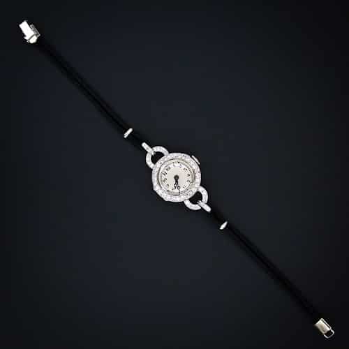 Art Deco Diamond Watch with Cord Bracelet.