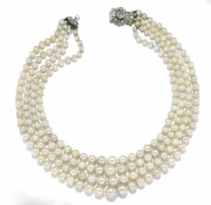 Natural Pearl and Diamond Bavette Necklace. Photo Courtesy of Christie's.