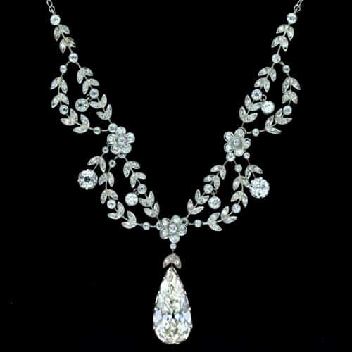 Belle Epoque Floral and Foliate Motif Diamond Necklace.