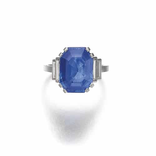 Belperron Sapphire Ring, c. 1943. With Maker's Marks for Groëné & Darde.